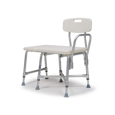 Adjustable White Plastic Bariatric Transfer Shower Bench with Aluminum Frame