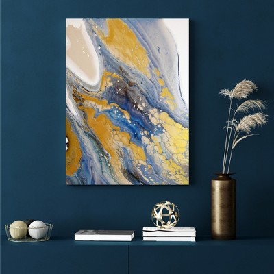 Denise Anderson Abstract Blue and Gold Canvas Wall Art, 16x20