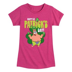 Girls' - SpongeBob Squarepants - Happy St. Patricks Day Fitted Short Sleeve Graphic T-Shirt - 1 of 4