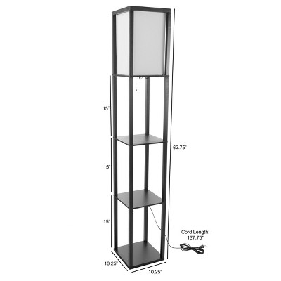 Sleek Black 19.5" Etagere Shelf Floor Lamp with LED Light