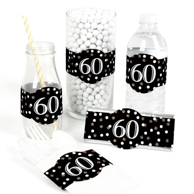Big Dot of Happiness Adult 60th Birthday - Gold - DIY Party Supplies - Birthday Party DIY Wrapper Favors & Decorations - Set of 15