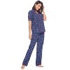 Ashford & Brooks Women's Woven Short Sleeve Shirt and Pajama Pants Set - 2 of 4