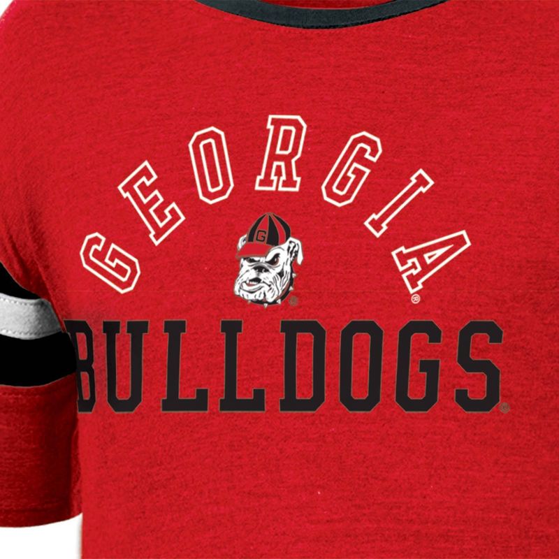 NCAA Georgia Bulldogs Girls&#39; Short Sleeve Striped Shirt, 3 of 4