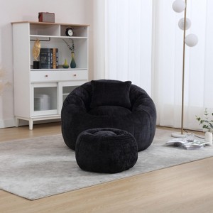CAVINAS Chenille Bean Bag Chair with Ottoman,Lounge Chair Indoor with Pillow,Gaming Bean Bag Chairs for Adults,Bean Bag Couch for Living Room - 1 of 4