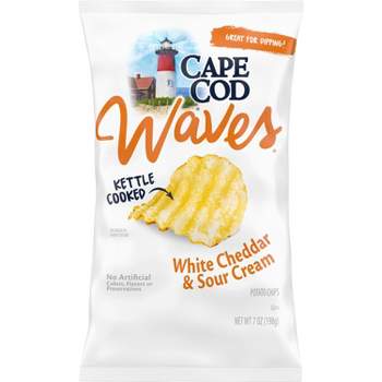 Cape Cod Waves Potato Chips Wavy Cut White Cheddar & Sour Cream Kettle Chips - 7oz