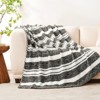 Snuggle Sac Reversible Knit Throw Blanket,Fuzzy Microfiber Throw,Heather Stripe Style - 3 of 4