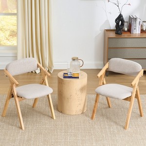 Padded Folding Chairs 2 Pack, Foldable Dining Chairs with Padded Seat and Back, Mid Century Modern Chair for Living Room - 1 of 4