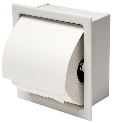 ALFI ABTPC77-W White Matte Stainless Steel Recessed Toilet Paper Holder with Cover