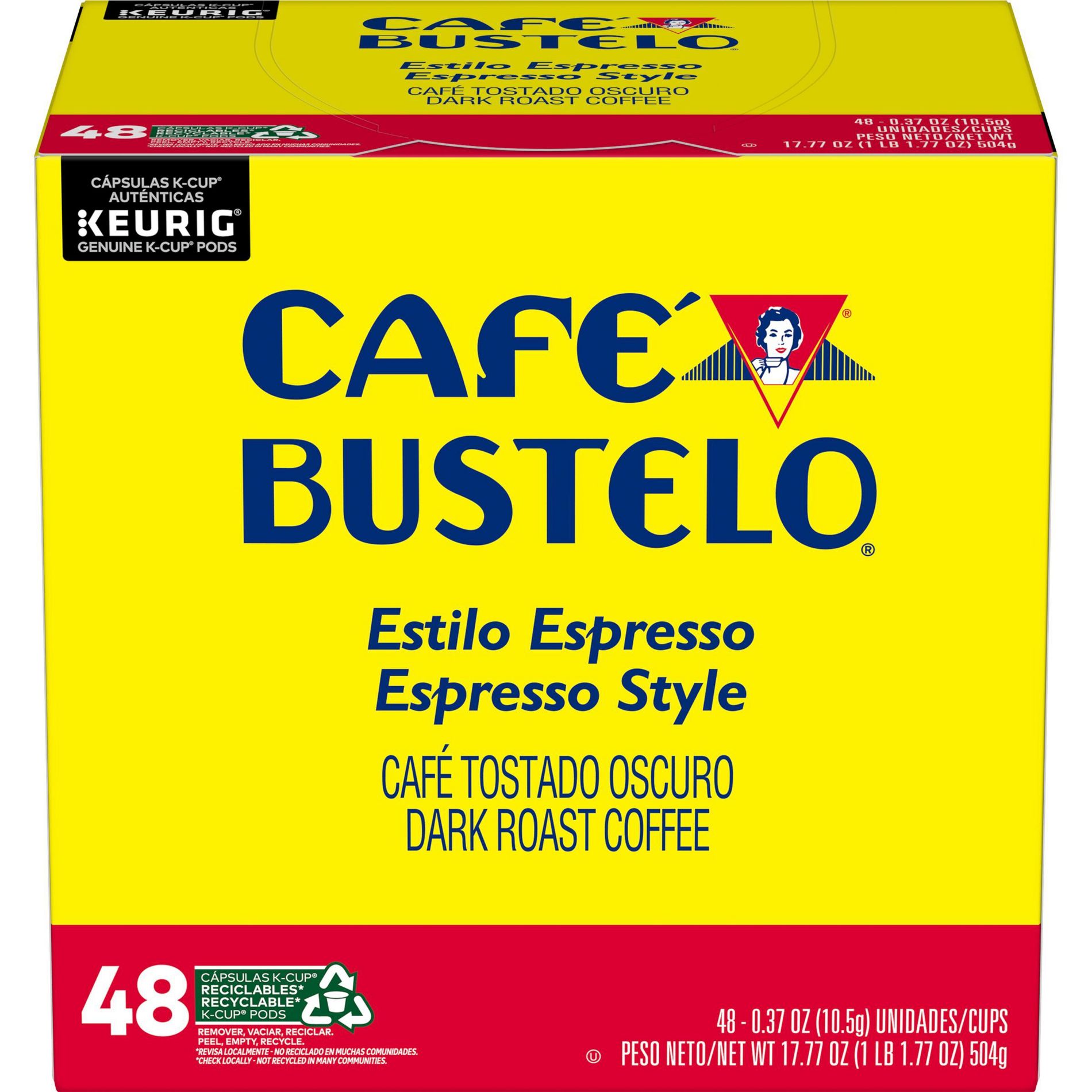 Café Bustelo Espresso Dark Roast Coffee - Keurig K-Cup Pods - 48ct