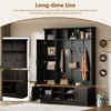 PAGED Wood Hall Tree with 5 Hooks, Farmhouse Coat Rack with Shoe Bench and Storage Shelves, Entryway Shoe Storage for Mudroom, Living Room - 3 of 4