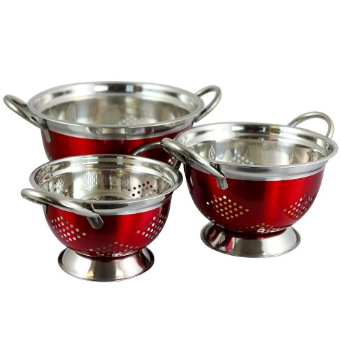 3pc (1.5qt, 3qt, And 5qt) Stainless Steel Colander Set Silver - Figmint™ :  Target