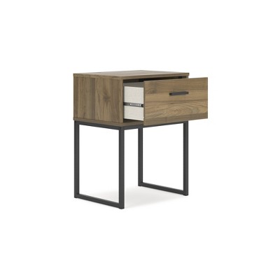 Deanlow Honey Brown and Black 1-Drawer Nightstand