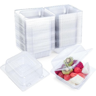 100-Count Clear Disposable Plastic Clamshell Containers with Lids for Food