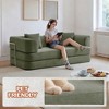 KWPZQEB 74.8" Modern Convertible Sofa, Corduroy Compressed Floor Sofa with 2 Pillows & Armrests, Cloud Loveseat, 5-in-1 Modular Sofa for Living Room - 4 of 4