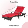 Set of 2 Outdoor Lounge Chair 5-Position Chaise Lounge Wicker Long Reclining Chair Lawn Sunbathing Chairs with Cushion, Gray/Beige/Blue/Red-ModernLuxe - 4 of 4