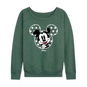 Women's - Disney - Mickey Ears Lightweight French Terry Wide Neck Long Sleeve Graphic Shirt - 1 of 4