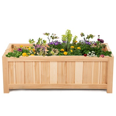 Tangkula Outdoor Wood Planter Raised Garden Bed Elevated Planter Box Kit for Backyard Patio