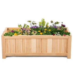 Tangkula Outdoor Wood Planter Raised Garden Bed Elevated Planter Box Kit for Backyard Patio - 1 of 4