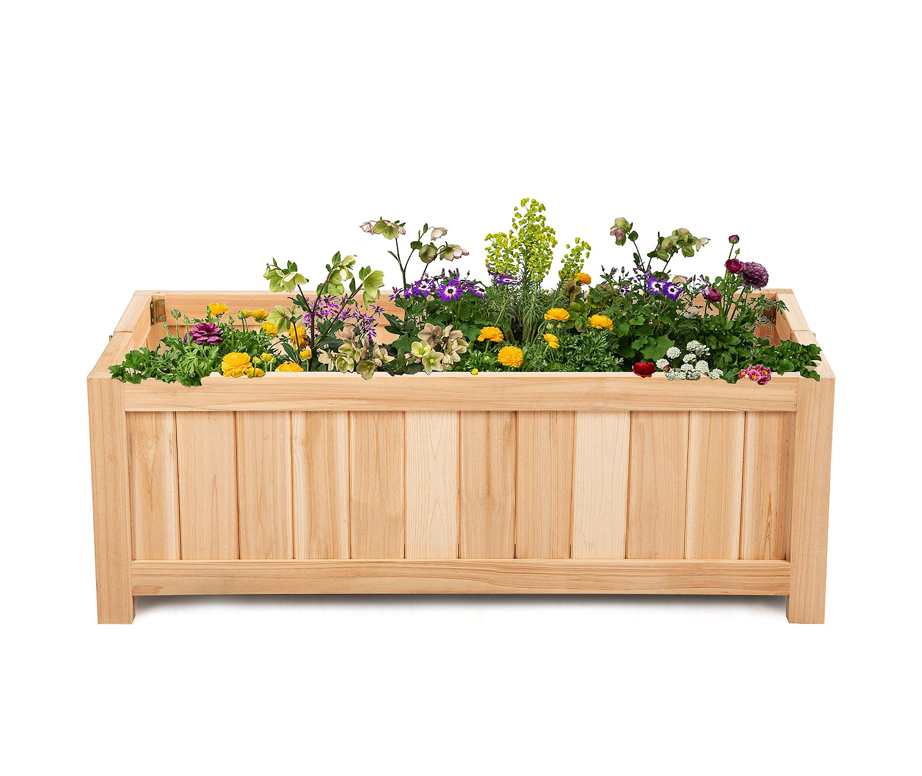 Tangkula Outdoor Wood Planter Raised Garden Bed Elevated Planter Box Kit for Backyard Patio