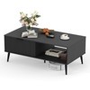 Coffee Table,Wooden Coffee Table with Storage Cabinet, Two-Tier Design, Wave-Style Sliding Doors, Modern for Farmhouse, Living Room, Office,Lounge - 2 of 4