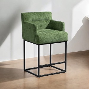 Alilang 20.87 inch Modern Upholstered Counter Chair with Armrests and Metal Frame-Green - 1 of 4