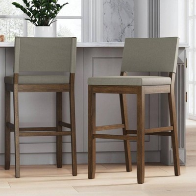 Linus Light Gray and Dark Brown Wood Bar Stool Set