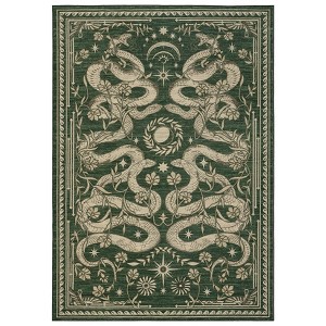 Modern Pastoral Snake Print Area Rug Machine Washable Low Pile Non Slip Non Shedding Stain-Resistant Floor Carpet for Living Room Bedroom Kitchen - 1 of 4