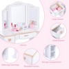 Kids Vanity with Tri-Fold Mirror, Little Girls Vanity Table & Stool, Kids Makeup with Drawer & Open Shelves for 3-9 Yrs Girls - 2 of 4