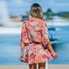 Women's Vibrant Floral Print Beach Dress with Batwing Sleeves - Cupshe - 4 of 4