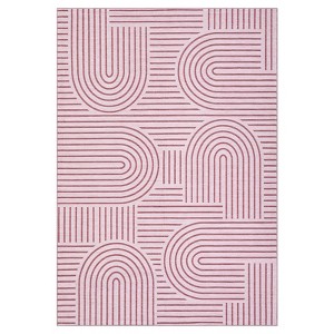 Washable Modern Large Living Room Rugs, Rainbow Print Soft Non Slip Bedroom Carpet, Low Pile Geometric Dining Room Rugs - 1 of 4