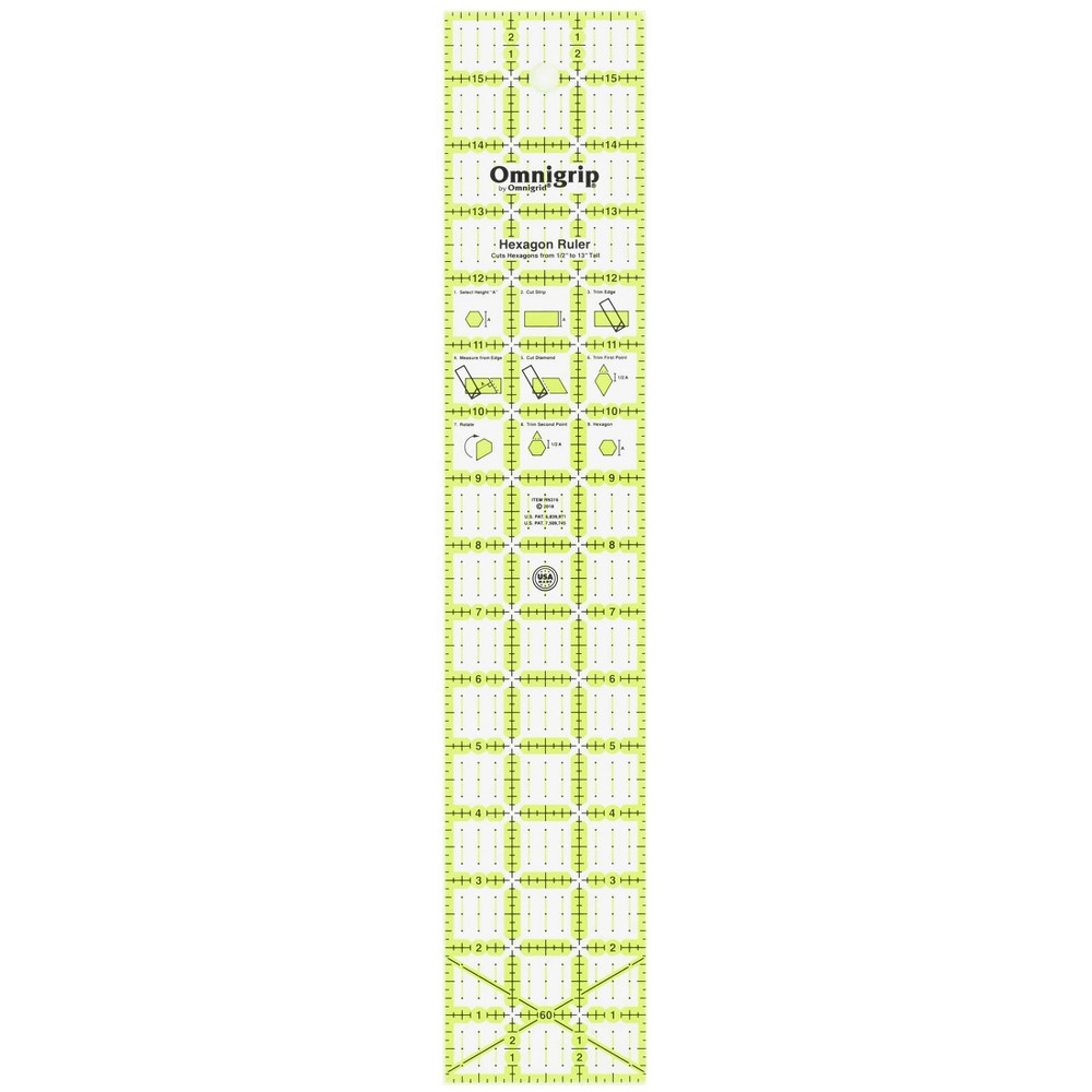 Photos - Accessory Omnigrid 3" x 16" Non-Slip Hexagon Quilting Ruler