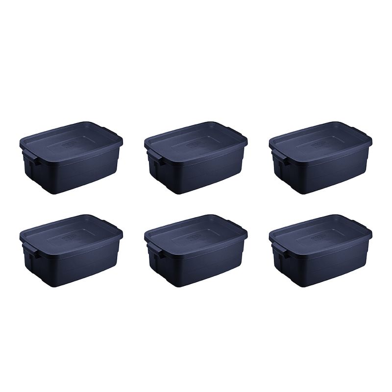 Rubbermaid Roughneck 3 Gallon Rugged Plastic Reusable Stackable Home Storage Totes with Lids, Dark Indigo Metallic (12 Pack), 2 of 7