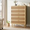 Whizmax Rattan 5-Drawer Dresser, Tall Chest with Deep Drawers & Wide Top, Large Wooden Storage for Bedroom/Living Room/Hallway/Kids Room - 3 of 4