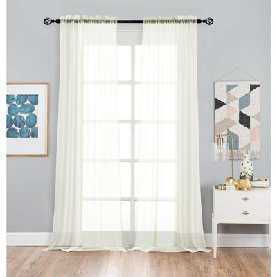 Designer Sheer Voile Rod Pocket Curtains For Small Windows