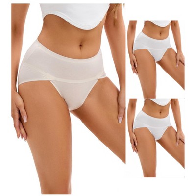 INSPIRE CHIC 3 Packs Women's Hi-Cut Underwear High Waist Panties Full-Coverage Briefs Available in Plus Size 2 Grey 1 Beige X-Large