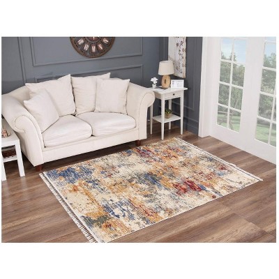 Luxe Weavers Modern Abstract Multicolor Fringed Area Rug