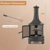 Costway 30 Inch Outdoor Fire Pit Chiminea 2 in 1 Wood Burning Metal Fireplace  with Grill - 3 of 4