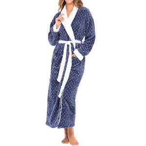 ADR Women's Long Robe, Fleece Plush Robe Woman, Cozy Regular & Plus Size Women's Bath Robe - 1 of 4