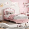Twin Upholstered Bed Frame with Led Lights and Storage Drawer, Cute Velvet Led Bed Frame with Headboard for Kids, Girls, Boys - 3 of 4