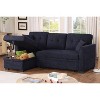 TIRAMISUBEST Modern L-Shaped Blue Velvet Sleeper Sofa with Reversible Chaise, Pull-Out Bed & Hidden Storage, Convertible Corner Sofa for Living Room - 2 of 4