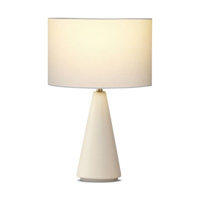 Nathaniel 20" White Cement LED Table Lamp with Cotton Drum Shade