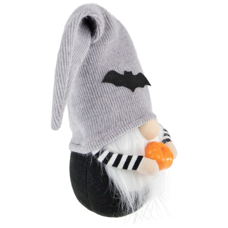 Northlight 9.5" Black and Gray Standing Gnome with Pumpkin Halloween Decoration, 3 of 6