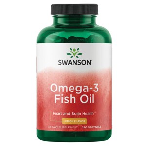 Swanson Omega-3 Fish Oil, Supports Heart, Brain & Joint Health, Lemon Flavor, 100 mg (150 Softgels). - 1 of 4
