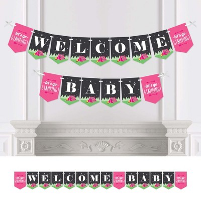 Big Dot of Happiness Let's Go Glamping - Camp Glamp Baby Shower Party Bunting Banner - Party Decorations - Welcome Baby