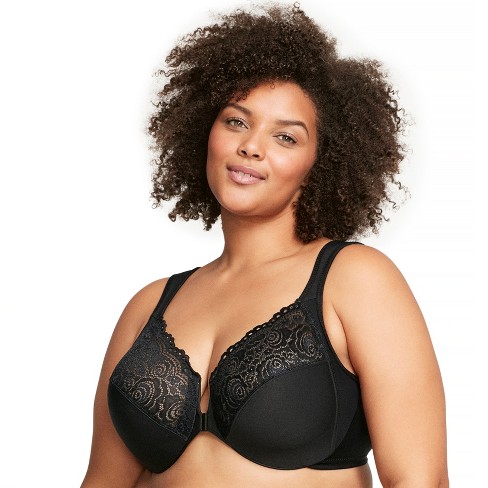 Glamorise Womens WonderWire Front-Closure Underwire Bra 1245 Black 48C