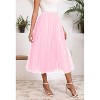 Women's 2-Layer Tulle Midi Skirt - Tiered A-Line Long Skirt with Elastic Waist for Winter Pink - 3 of 4