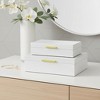 HomeRoots Set of Two White And Gold Faux Shagreen Nesting Storage Boxes With Lids - 2 of 4