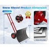 Snow Shovel, Heavy Duty 29" Snow Shovel with Double Rod, 2-Wheel Angled Blade Efficient Snow Removal,5 Level Adjustable Height Handle - 2 of 4