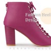 Perphy Women's Peep Toe Lace Up Chunky Heel Ankle Boots - 4 of 4