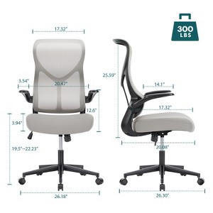 Gulches Ergonomic Computer Mesh Chair with Flip-up Armrests,Lumbar Support, Backrest for Home Office,gray - 1 of 4